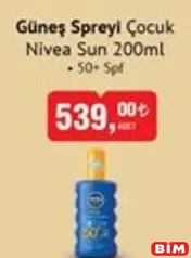 NİVEA SUN ÇOCUK GÜNEŞ SPREYİ 200 ML NİVEA SUN ÇOCUK GÜNEŞ SPREYİ 200 ML